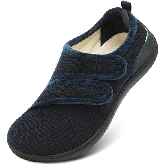 New Xihalook Mens Size 15W Wide Navy Hook Loop Slide On Diabetic Slipper Shoes - Picture 1 of 7